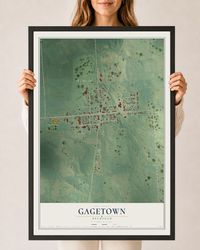 Map of Gagetown, Michigan, 24 x 36 inch print in a black wood frame
