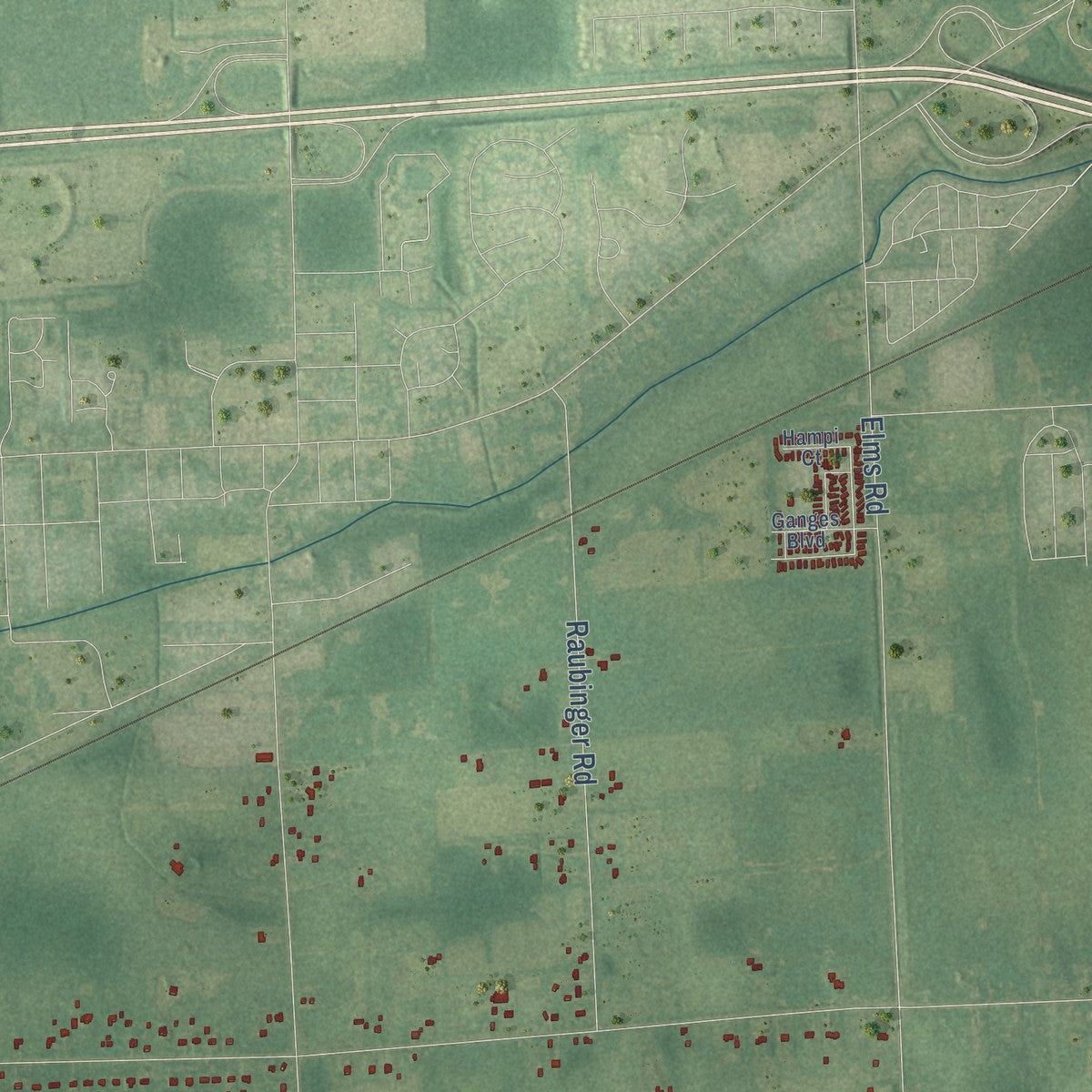 Second close-up of the map of Gaines, Genesee County, Michigan print showing more streets and buildings