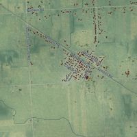 Close-up of the map of Gaines, Genesee County, Michigan print showing street and building detail