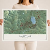 Map of Galesville, Wisconsin, 18 x 24 inch unframed archival matte print