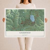 Map of Galesville, Wisconsin, 24 x 36 inch unframed archival matte print