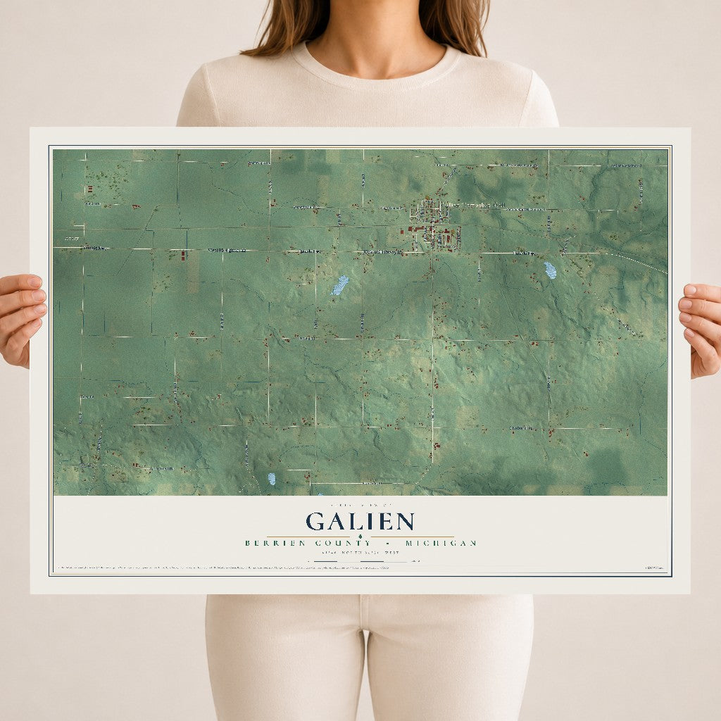 Map of Galien, Berrien County, Michigan, 18 x 24 inch unframed archival matte print