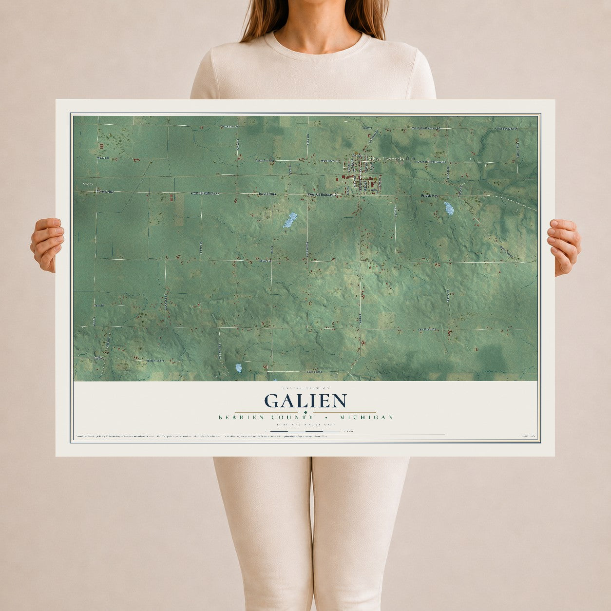 Map of Galien, Berrien County, Michigan, 24 x 36 inch unframed archival matte print