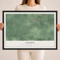 Map of Galien, Berrien County, Michigan, 18 x 24 inch print in a black wood frame