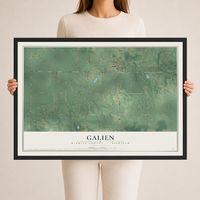 Map of Galien, Berrien County, Michigan, 24 x 36 inch print in a black wood frame