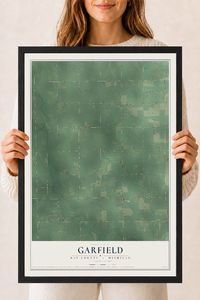 Map of Garfield, Bay County, Michigan, 18 x 24 inch print in a black wood frame