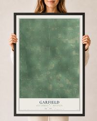 Map of Garfield, Bay County, Michigan, 24 x 36 inch print in a black wood frame