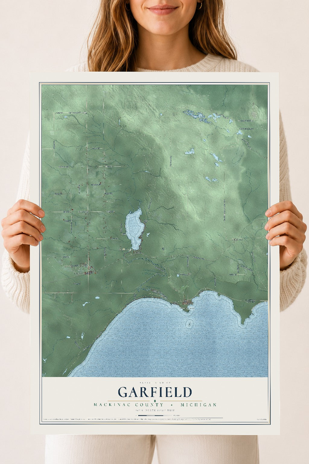 Map of Garfield, Mackinac County, Michigan, 18 x 24 inch unframed archival matte print