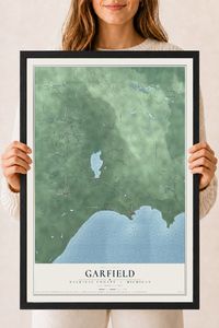 Map of Garfield, Mackinac County, Michigan, 18 x 24 inch print in a black wood frame