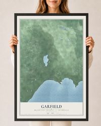 Map of Garfield, Mackinac County, Michigan, 24 x 36 inch print in a black wood frame