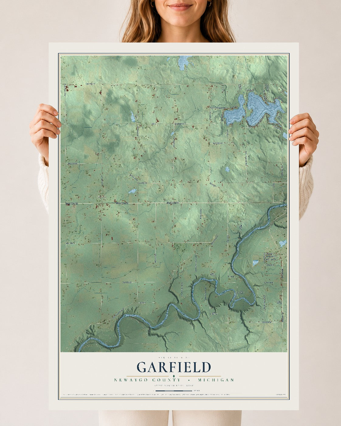 Map of Garfield, Newaygo County, Michigan, 24 x 36 inch unframed archival matte print
