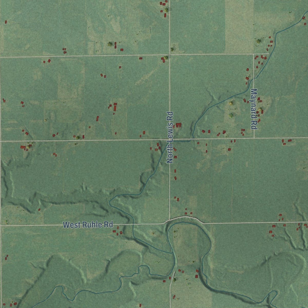 Second close-up of the map of Geneva, Midland County, Michigan print showing more streets and buildings