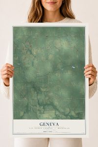 Map of Geneva, Van Buren County, Michigan, 18 x 24 inch unframed archival matte print