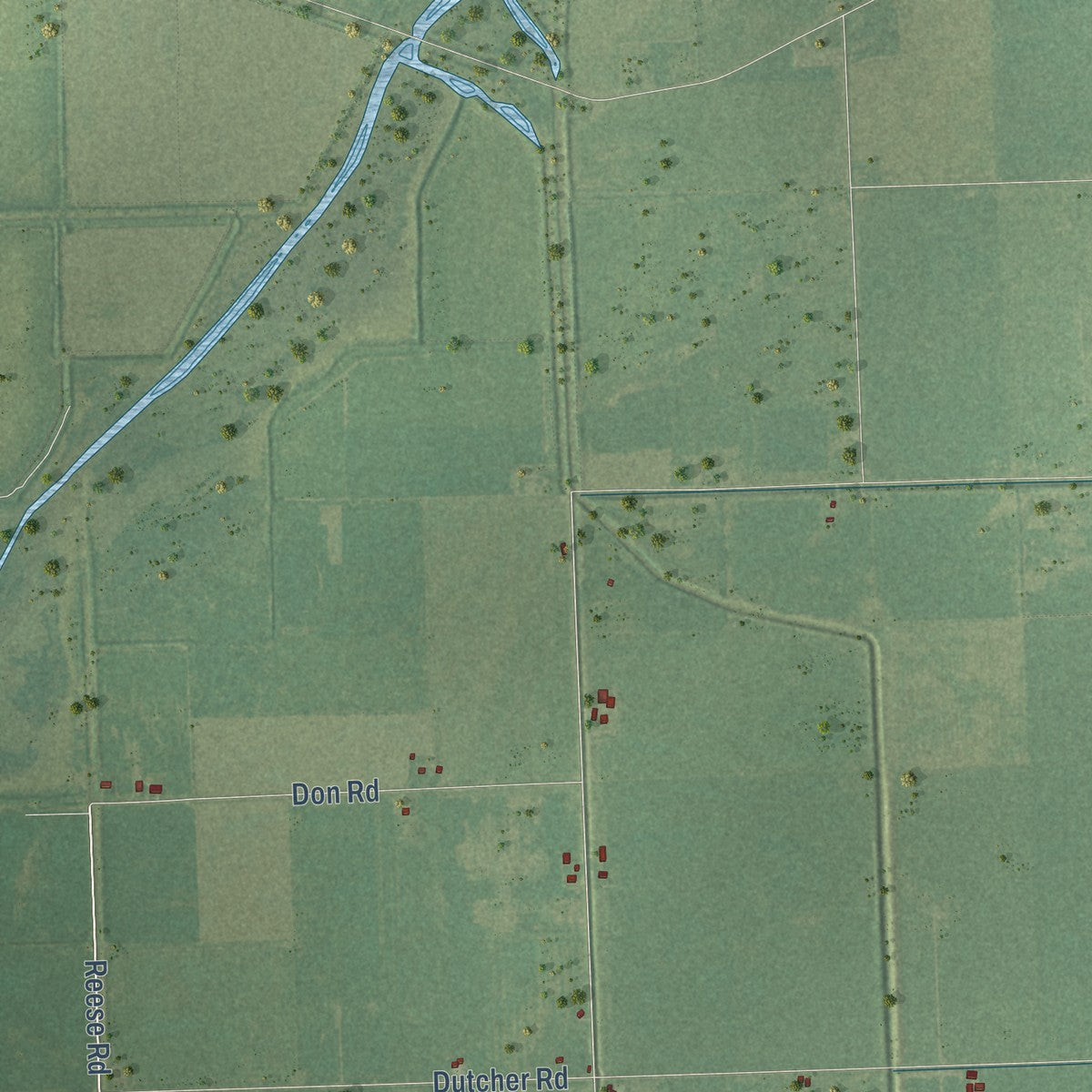 Close-up of the map of Gilford, Michigan print showing street and building detail