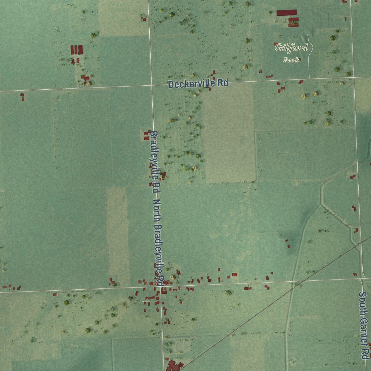 Second close-up of the map of Gilford, Michigan print showing more streets and buildings
