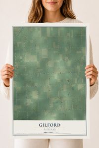 Map of Gilford, Michigan, 18 x 24 inch unframed archival matte print