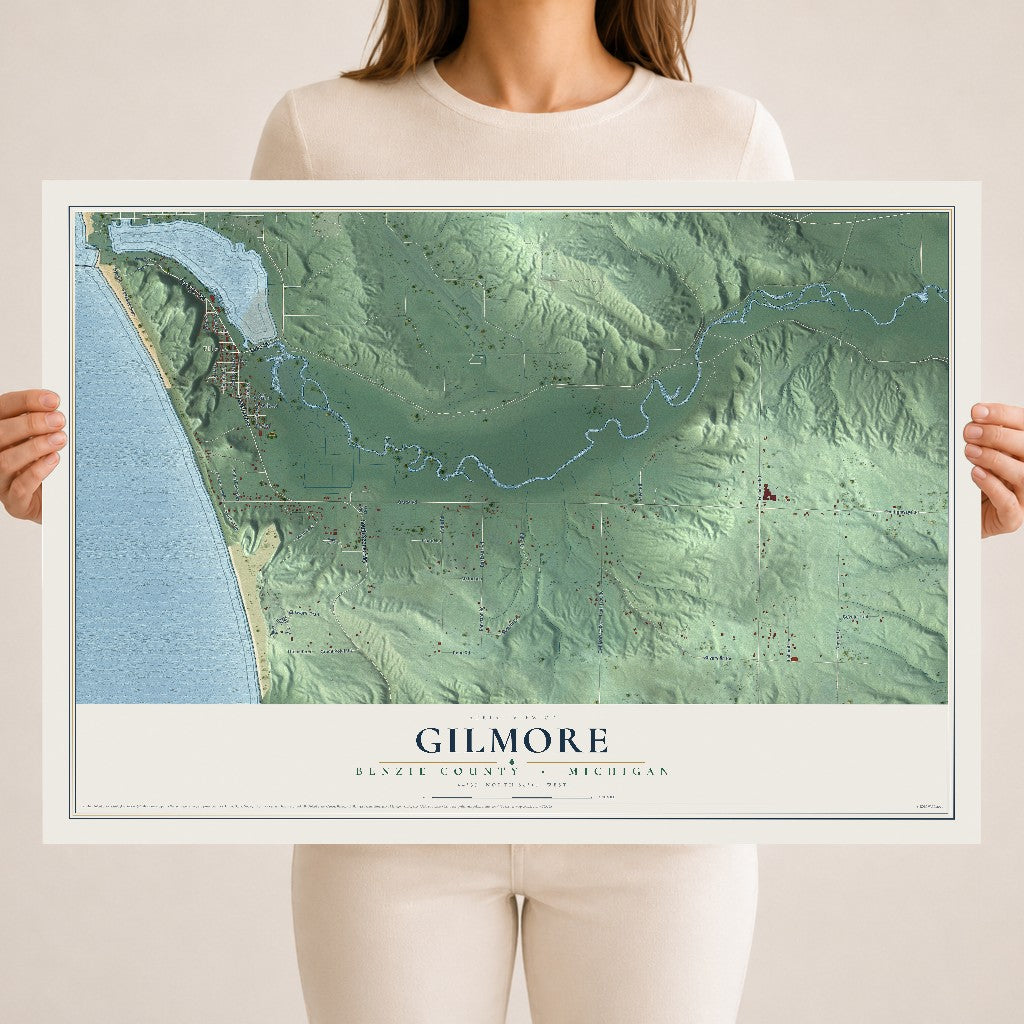 Map of Gilmore, Benzie County, Michigan, 18 x 24 inch unframed archival matte print