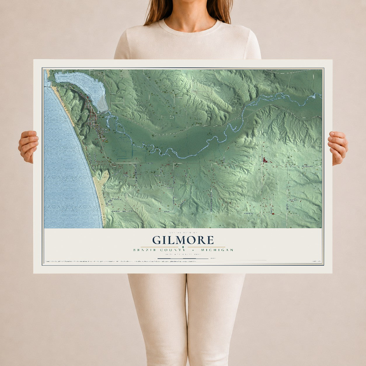 Map of Gilmore, Benzie County, Michigan, 24 x 36 inch unframed archival matte print