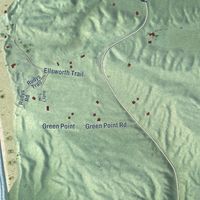 Second close-up of the map of Gilmore, Benzie County, Michigan print showing more streets and buildings