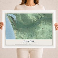 Map of Gilmore, Benzie County, Michigan, 18 x 24 inch print in a white wood frame