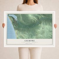 Map of Gilmore, Benzie County, Michigan, 24 x 36 inch print in a white wood frame