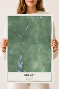 Map of Girard, Michigan, 18 x 24 inch unframed archival matte print