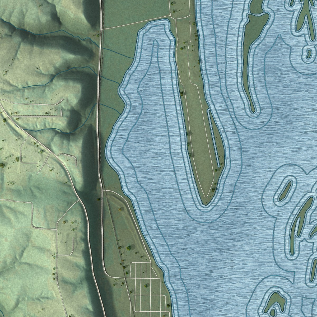 Close-up of the map of Glen Haven, Wisconsin print showing street and building detail