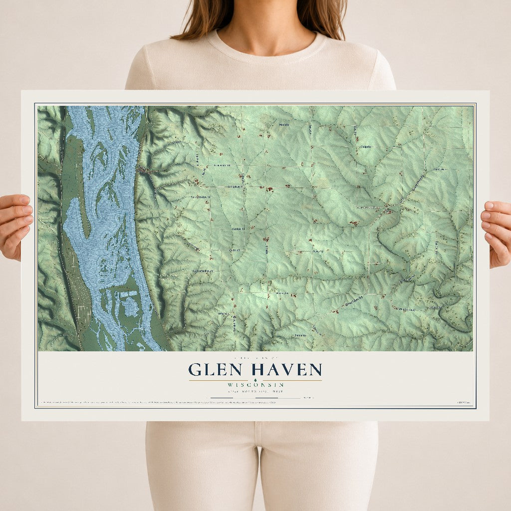 Map of Glen Haven, Wisconsin, 18 x 24 inch unframed archival matte print