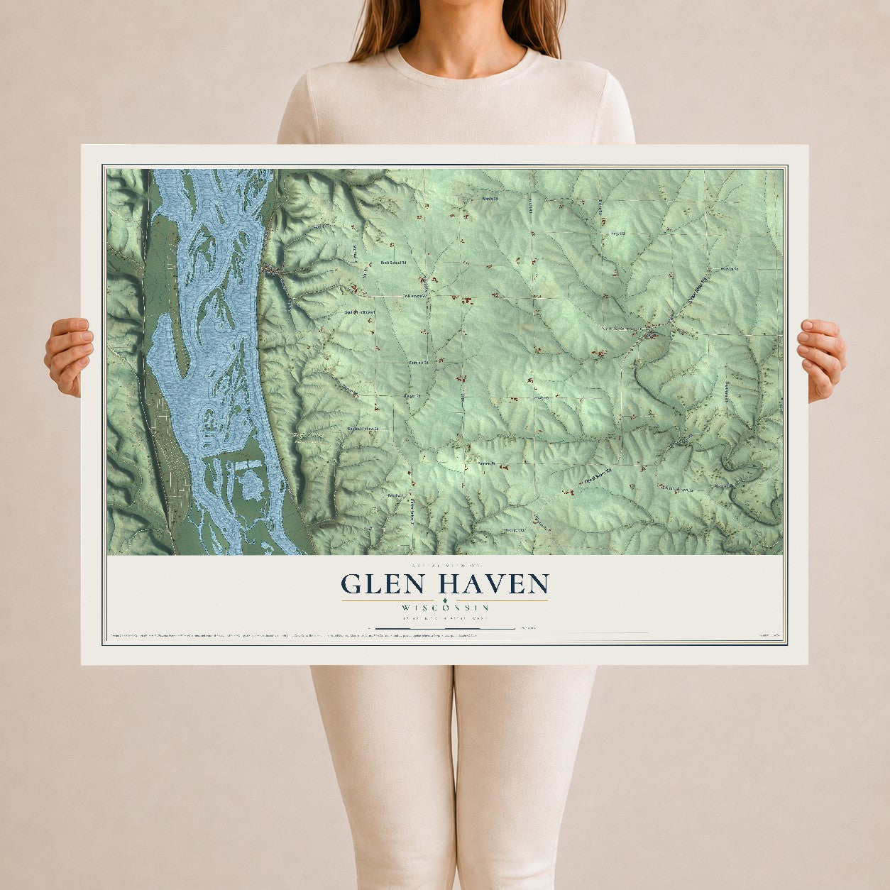 Map of Glen Haven, Wisconsin, 24 x 36 inch unframed archival matte print