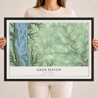 Map of Glen Haven, Wisconsin, 18 x 24 inch print in a black wood frame
