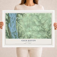 Map of Glen Haven, Wisconsin, 18 x 24 inch print in a white wood frame