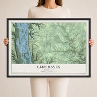 Map of Glen Haven, Wisconsin, 24 x 36 inch print in a black wood frame