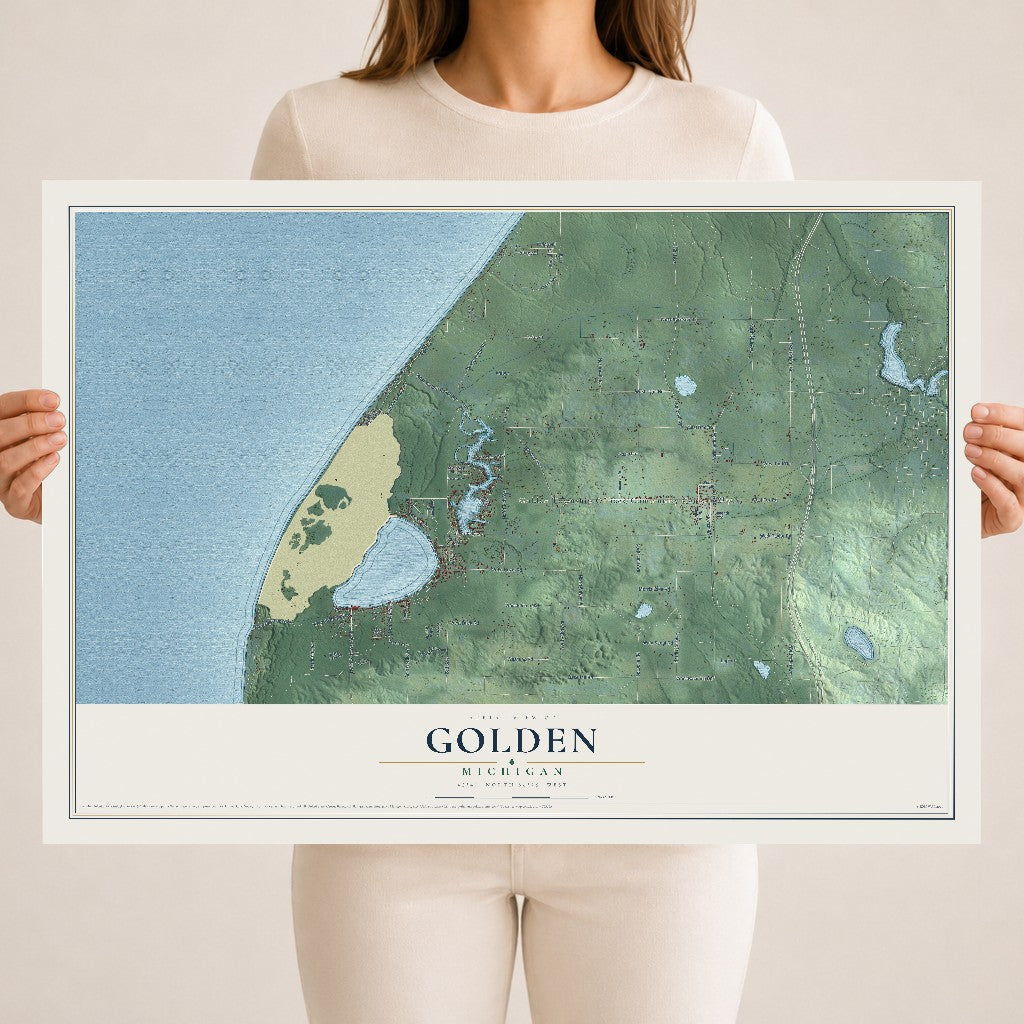 Map of Golden, Michigan, 18 x 24 inch unframed archival matte print