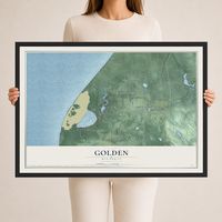 Map of Golden, Michigan, 24 x 36 inch print in a black wood frame
