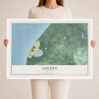 Map of Golden, Michigan, 24 x 36 inch print in a white wood frame