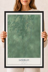 Map of Gourley, Michigan, 18 x 24 inch print in a black wood frame