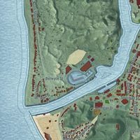 Second close-up of the map of Grand Haven, Michigan print showing more streets and buildings
