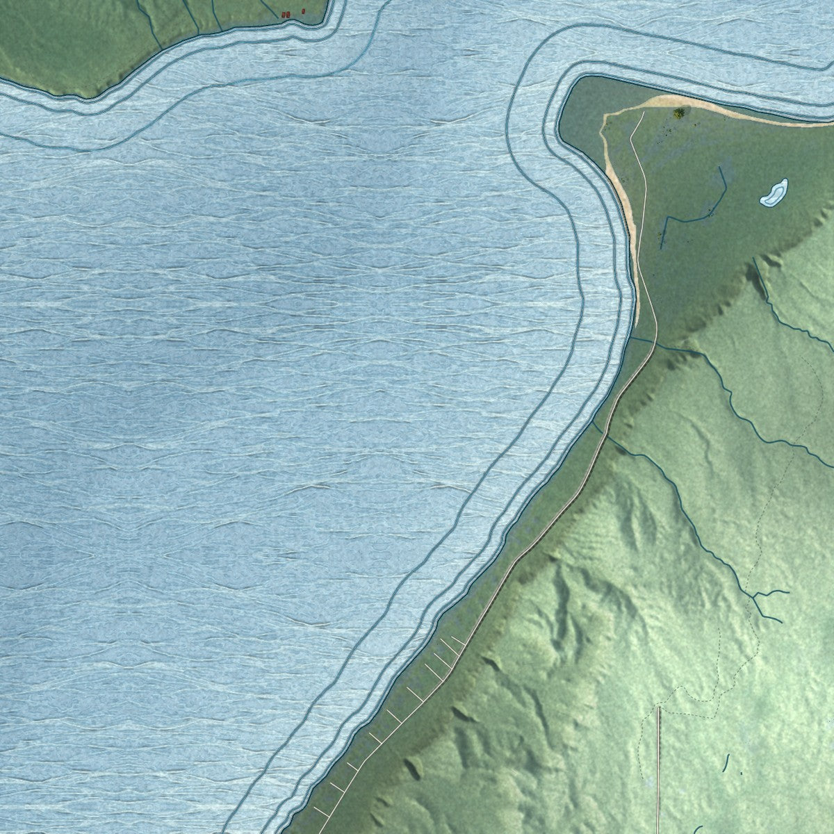 Second close-up of the map of Grand Island, Michigan print showing more streets and buildings