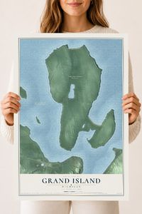 Map of Grand Island, Michigan, 18 x 24 inch unframed archival matte print