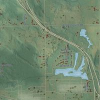 Second close-up of the map of Grant, Clare County, Michigan print showing more streets and buildings