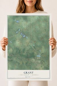 Map of Grant, Clare County, Michigan, 18 x 24 inch unframed archival matte print