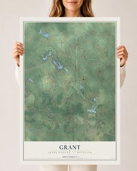 Map of Grant, Clare County, Michigan, 24 x 36 inch unframed archival matte print