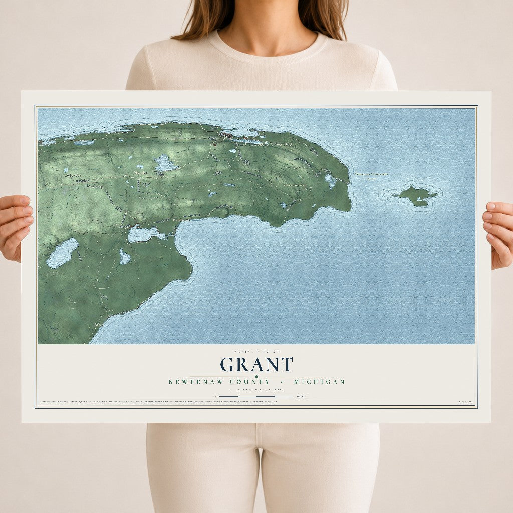 Map of Grant, Keweenaw County, Michigan, 18 x 24 inch unframed archival matte print