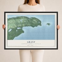 Map of Grant, Keweenaw County, Michigan, 24 x 36 inch print in a black wood frame