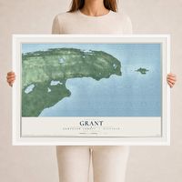 Map of Grant, Keweenaw County, Michigan, 24 x 36 inch print in a white wood frame