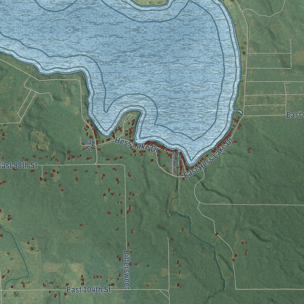 Close-up of the map of Grant, Newaygo County, Michigan print showing street and building detail