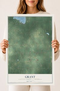 Map of Grant, Newaygo County, Michigan, 18 x 24 inch unframed archival matte print