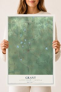 Map of Grant, Oceana County, Michigan, 18 x 24 inch unframed archival matte print