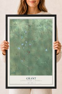 Map of Grant, Oceana County, Michigan, 18 x 24 inch print in a black wood frame