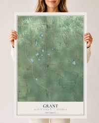 Map of Grant, Oceana County, Michigan, 24 x 36 inch unframed archival matte print